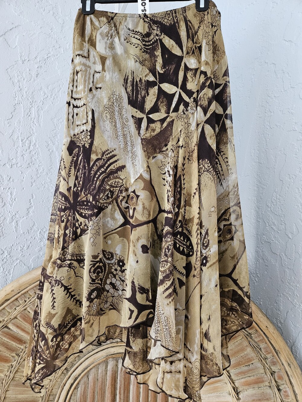 Robbie Lee Silk Assymetrical Womens 14W Skirt Earthy Casual Ethereal Flawed